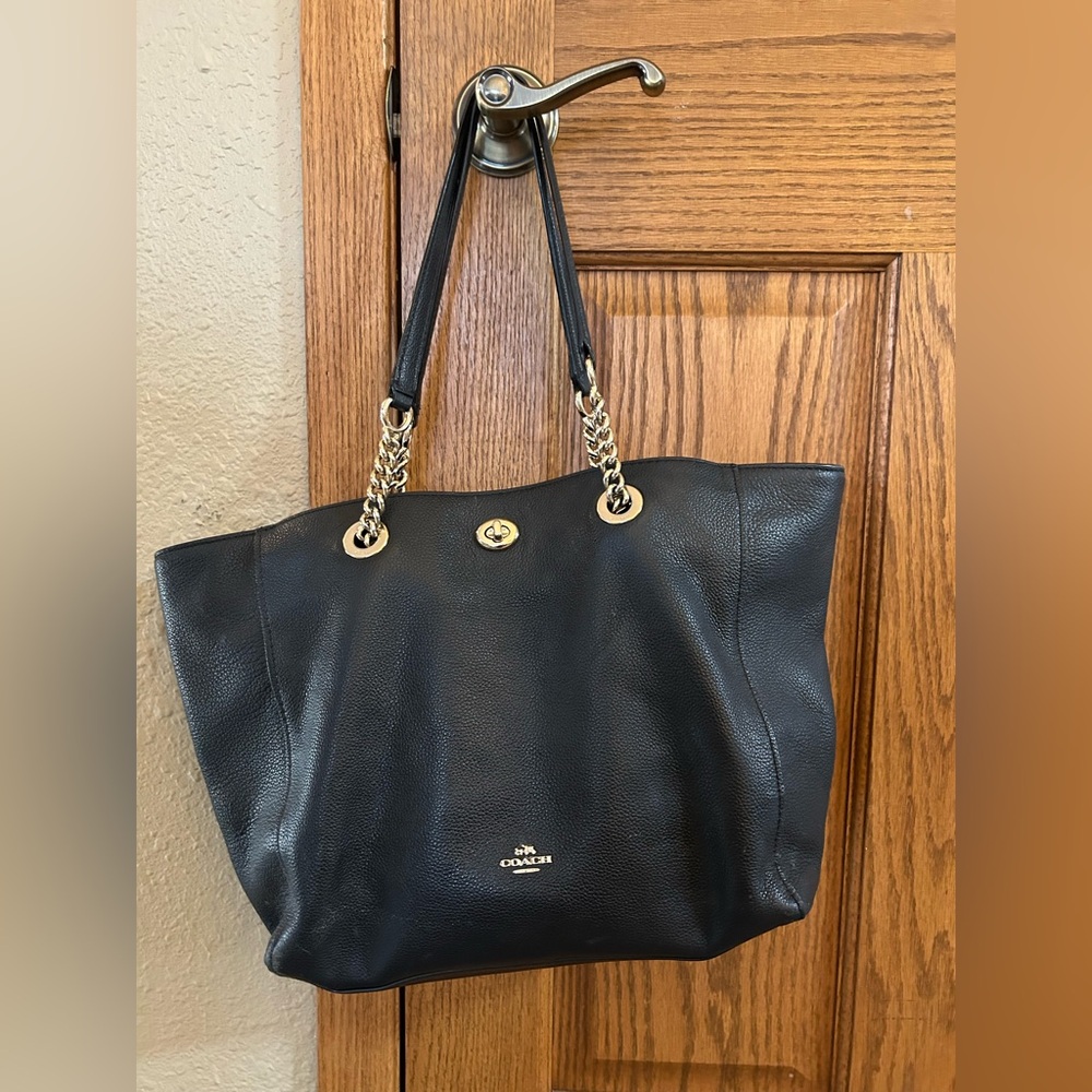 LIKE NEW Coach Black Leather Tote Bag